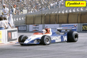 1980 год. Клей Регаццони представляет команду Unipart, пилотируя Ensign N180 Ford Cosworth в Гран-При США-Запад