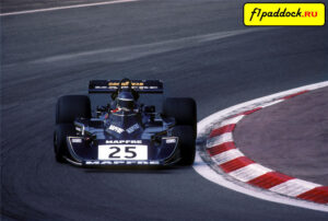 1976 год. Эмилио Запико представляет команду Mapfre Williams, пилотируя Williams FW04 Ford Cosworth в дни проведения Гран-При Испании