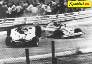 1977 год. Неуправляемый Shadow Тома Прайса протаранил Ligier Жака Лаффита на 23-м круге Гран-При Южной Африки