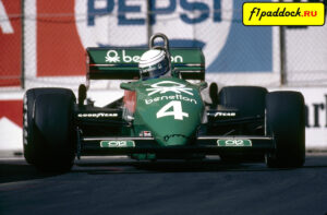 1983 год. Дэнни Салливан за рулём Tyrrell 011 Ford Cosworth в дни проведения Гран-При США-Запад