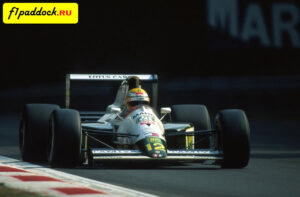1991 год. Михаэль Бартелс за рулём Lotus 102B Judd в дни проведения Гран-При Италии
