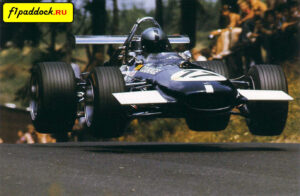 1969 год. Пирс Каридж представляет команду Frank Williams, пилотируя Brabham BT26A Ford Cosworth в Гран-При Германии