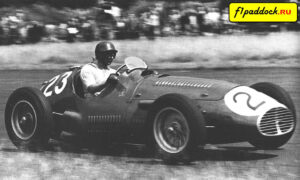 1953 год. Хуан-Мануэль Фанхио за рулём Maserati A6GCM в Гран-При Великобритании