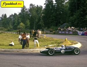 1961 год. Джэк Брэбем за рулём Cooper T55 Coventry-Climax в Гран-При Бельгии