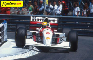 1993 год. Айртон Сенна за рулём McLaren MP4-8 Ford Cosworth в Гран-При Монако